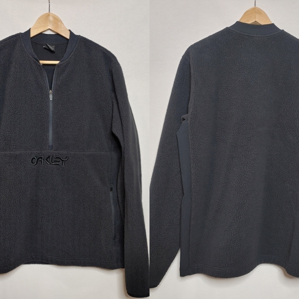 Oakley‎ Half Zip Fluffy High Pile Fleece Pullover Black Large L Custom Fit